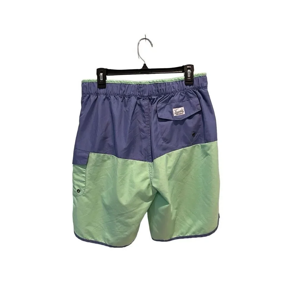 Trunks mint green and blue color block board shorts - M